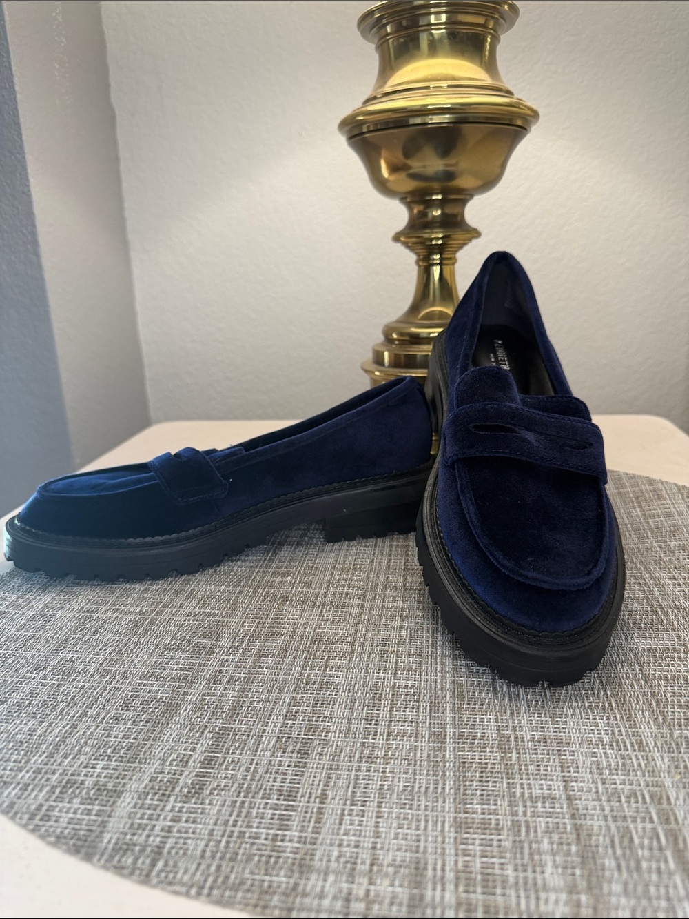Kenneth Cole Reaction Navy Lug Sole Penny Loafers